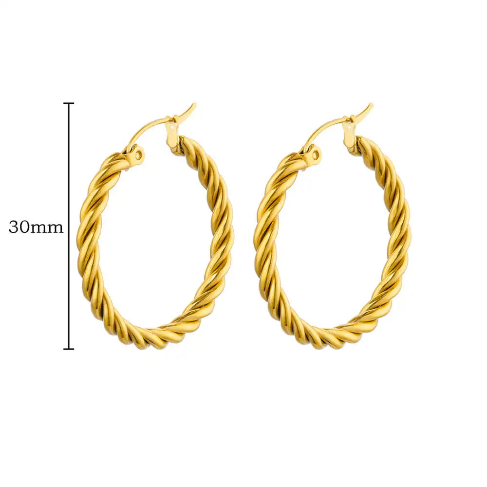 Vintage Round Stainless Steel Hoop Earrings For Women Gold Plated Earring 2023 Trending Statement Ear Jewelry Christmas Gift