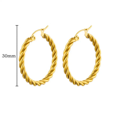 Vintage Round Stainless Steel Hoop Earrings For Women Gold Plated Earring 2023 Trending Statement Ear Jewelry Christmas Gift