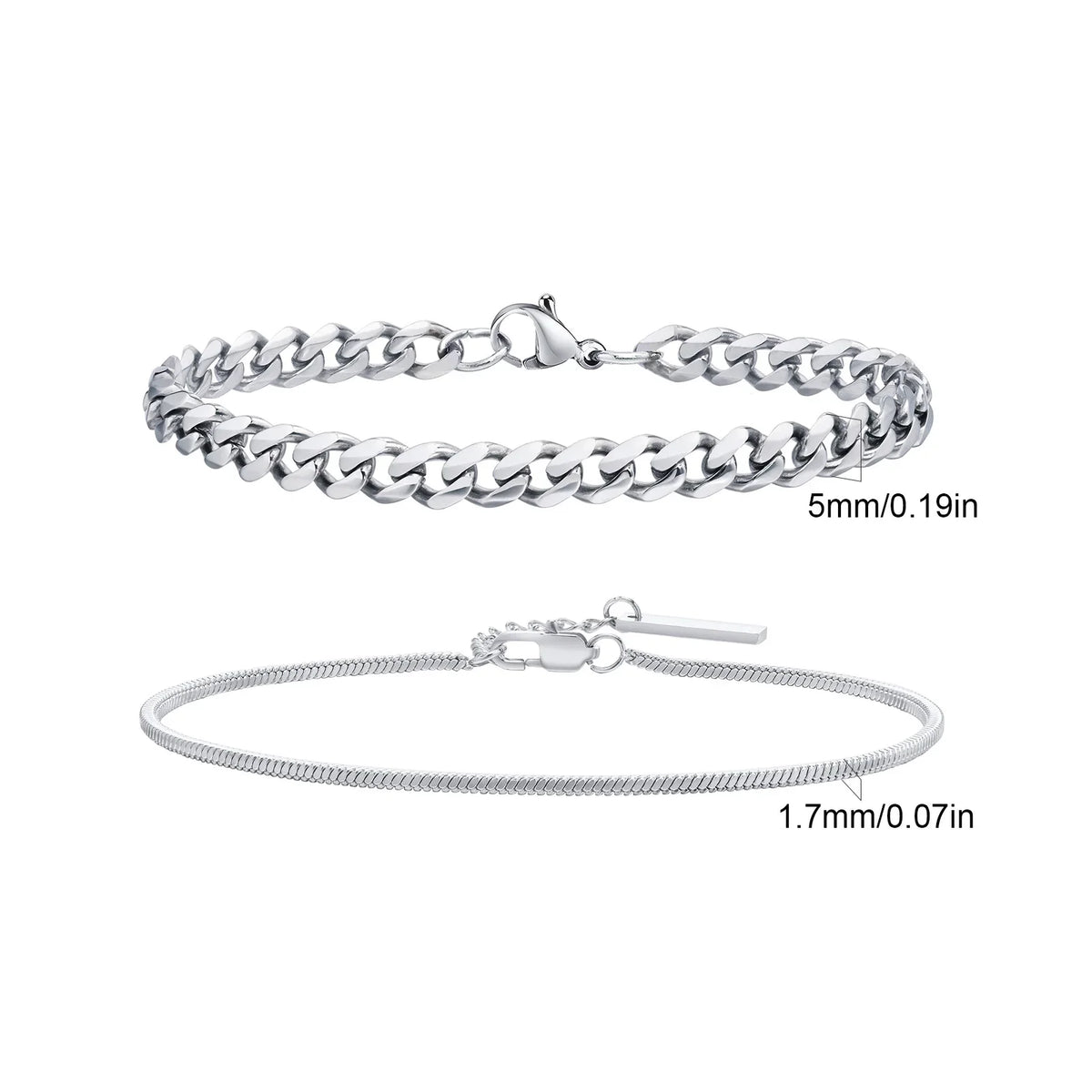 Men's Stainless Steel Chain Bracelets Set | 2pcs Silver Gold Black Twist Rope & Cuban Link