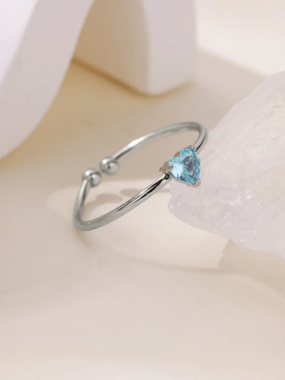 Fashion Zircon Heart Birthstone Rings For Women Stainless Steel Gold Color Birthstone Ring  Aesthetic Wedding Jewelry Gift