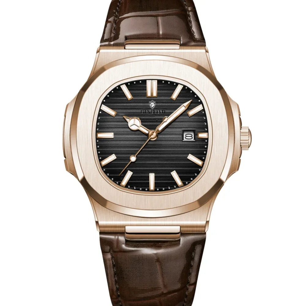 New Switzerland Man Casual Rose Gold Clock Men Luxury Watch Automatic Watches Mens Fashion Quartz Wristwatches Tudo Por 1 Real