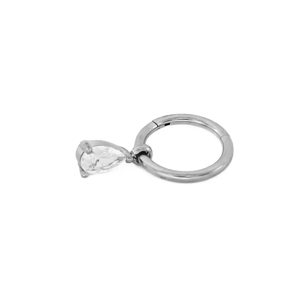 Waterdrops Pendant Conch Ring ASTM F136 G23 Titanium Piercings Moon Flowers Hinge Segment Clicker Teardrop Helix  Earrings
