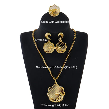 fashion gold jewelry set stainless steel earrings necklaces for women simple Personality gift wedding party Accessories