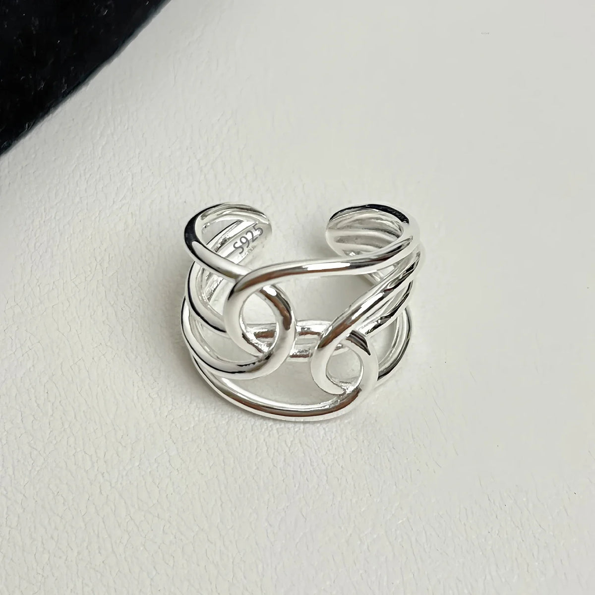 925 Sterling Silver Frosting Geometry Ring | Textured Wide Band for Women