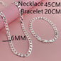 925 Sterling Silver 6mm Cuban Link Necklace and Bracelet Set | Unisex Classic Jewelry