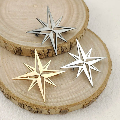 Fashion punk style hollow NATO logo stainless steel gold-plated 18K brooch, black suit accessories, wedding matching set