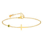 Birthstone Zirconia Thin Chain Link Cross Bracelet Stainless Steel Women's Adjustable Link Stacked Layered Chain Bracelets