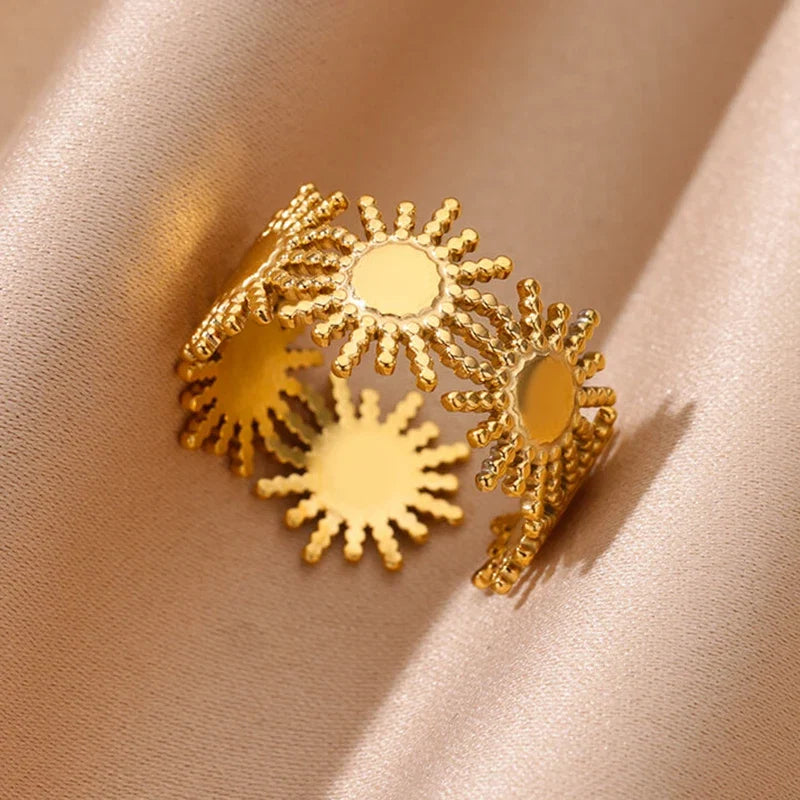 Vintage Ancient Greek Arethusa Goddess Coin Rings For Women Imitation Pearl Zircon Moon Stainless Steel Ring Fashion Jewelry