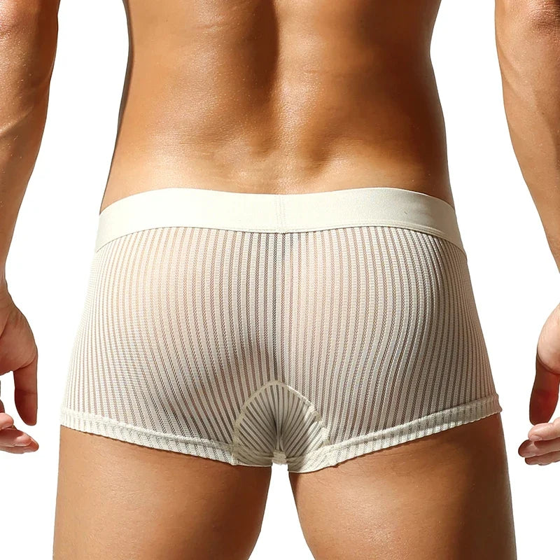 SEOBEAN New Men's translucent Boxer Brief Underwear Comfortable polyester Boxer Shorts for Men