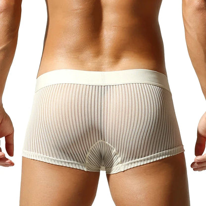 SEOBEAN New Men's translucent Boxer Brief Underwear Comfortable polyester Boxer Shorts for Men
