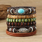 Feather Evil Eye Ethnic 5-6pc/set wood bead tree Charms bracelets Hamsa Hand Butterfly Bohemia Men Bracelets Women Jewelry