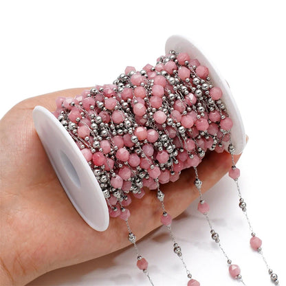 1Meter/Lot Mixed Stainless Steel Irregular Stone Beads Chains for Handmade DIY Necklace Bracelets Jewelry Making Accessories