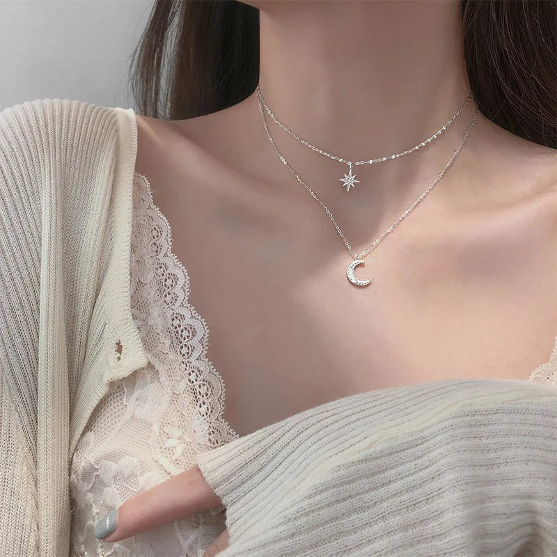 New Shiny Butterfly Necklace Ladies Exquisite Double Layer Clavicle Chain Necklace Jewelry for Ladies Gift