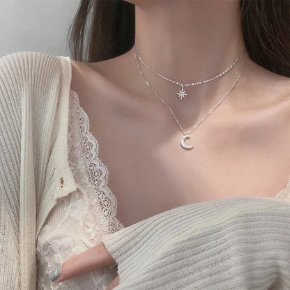 New Shiny Butterfly Necklace Ladies Exquisite Double Layer Clavicle Chain Necklace Jewelry for Ladies Gift