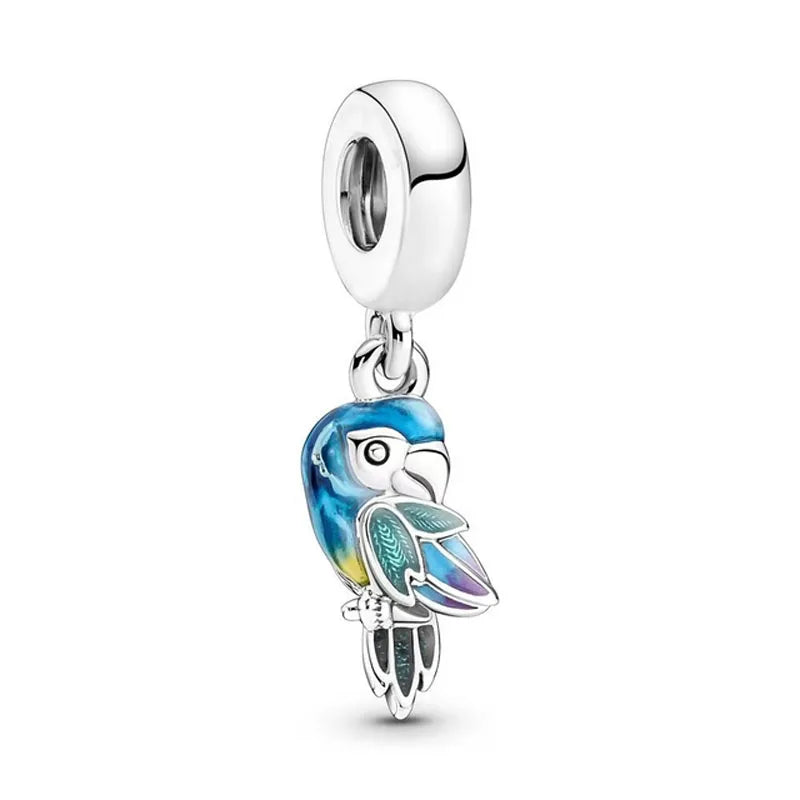 European Summer Blue Series Turtle Flower Pendant Fit S925 European 925 Sterling Silver Bracelet Bangles Necklace