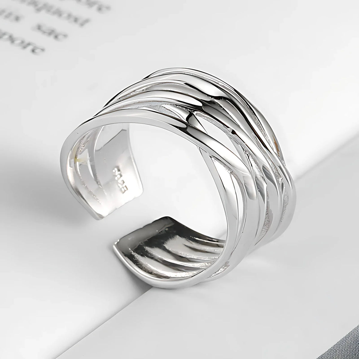 VENTFILLE 925 Sterling Silver Geometric Multilayer Round Bead Ring | Fashion Punk Temperament Jewelry