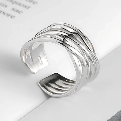 VENTFILLE 925 Sterling Silver Geometric Multilayer Round Bead Ring | Fashion Punk Temperament Jewelry