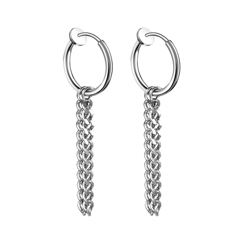 Black Arrow Punk Stainless Steel Stud Earrings | Unisex Gothic Ear Clip Set