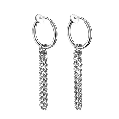 Black Arrow Punk Stainless Steel Stud Earrings | Unisex Gothic Ear Clip Set