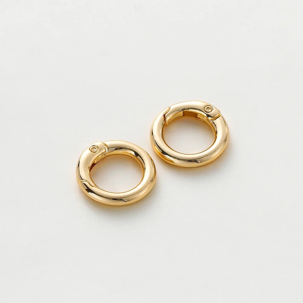 5Pcs 20mm 14K 18K Gold Plated O Ring Spring Clasps Openable Round Keychain Hook Charms Pendants Connector For DIY Jewelry Making