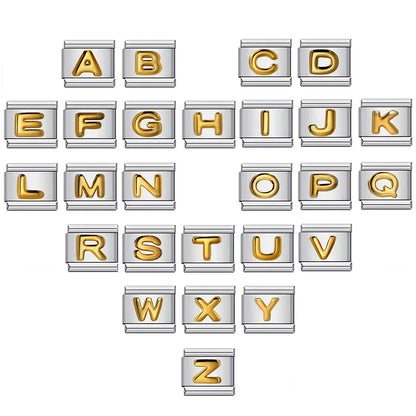 Trendy Italian Charms Bracelet 26 English A-Z Letter Name Custom Gold Color DIY Jewelry Making Gift Hand Bangle Chain Jewellry