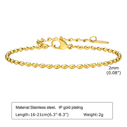 Non Tarnish Stainless Steel Bracelet Gold Plated Stackable for Women, Thin Herringbone Chain Bracelet Waterproof Jewelry Gift