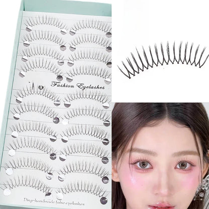 Anime Style False Eyelashes 10 Pairs | 11mm C-Shaped Curled DIY Strip Lashes