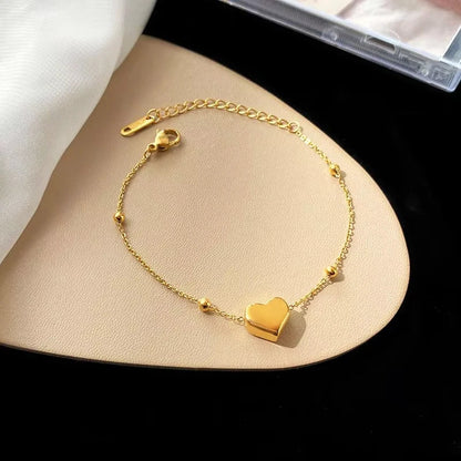 Stainless Steel Simple Fashion Heart Clavicle Chain Necklace For Women Elegant Romantic Choker Pendant Necklaces Jewelr