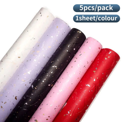 Floral Wrapping Paper Set | 5 Sheets with Gold and Silver Sparkles