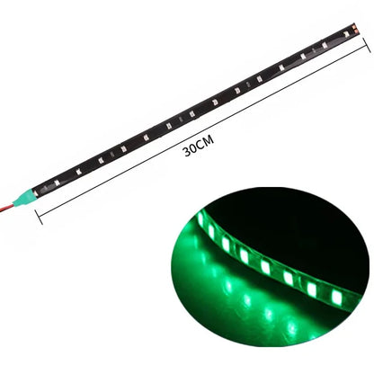 LED Car Strip Light 30cm 12V Waterproof | 2-Pack Neon Atmosphere Lamp for Interior Car Decor