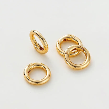 5Pcs 20mm 14K 18K Gold Plated O Ring Spring Clasps Openable Round Keychain Hook Charms Pendants Connector For DIY Jewelry Making