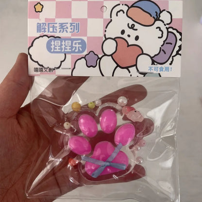 Taba Squishy Bow Cat Paw Fidget Toys | Cute Pink Cat Foot Slow Rebound Toy