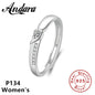 Real 925 Sterling Silver Open Ring with AAA Zirconia | Adjustable Wedding Band