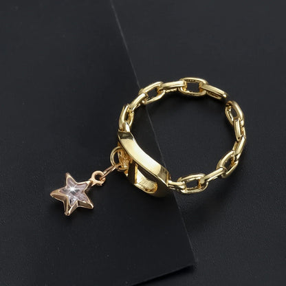 Cross Diamond Letter Ring Niche Design Pendant Trendy Daily Versatile Women's Ring New Open Adjustable Ring