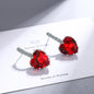 Natural Garnet Red Ruby Heart Stud Earrings | 925 Sterling Silver Jewelry for Women
