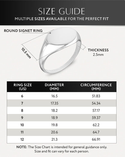 Silver Round Signet Rings (Polished)
