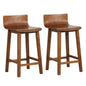 Wood Bar Stools Set of 2 with Solid Back and Seat