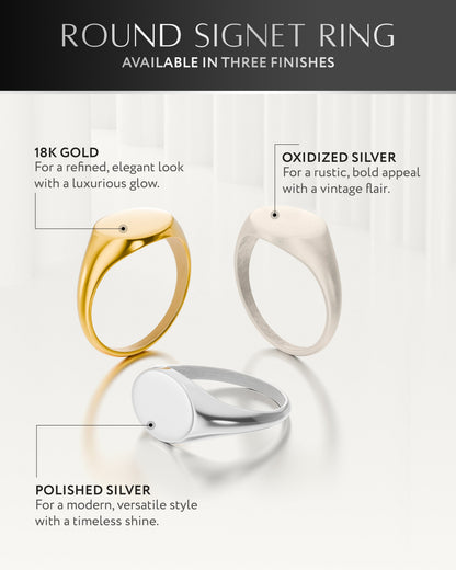 Silver Round Signet Rings (Polished)