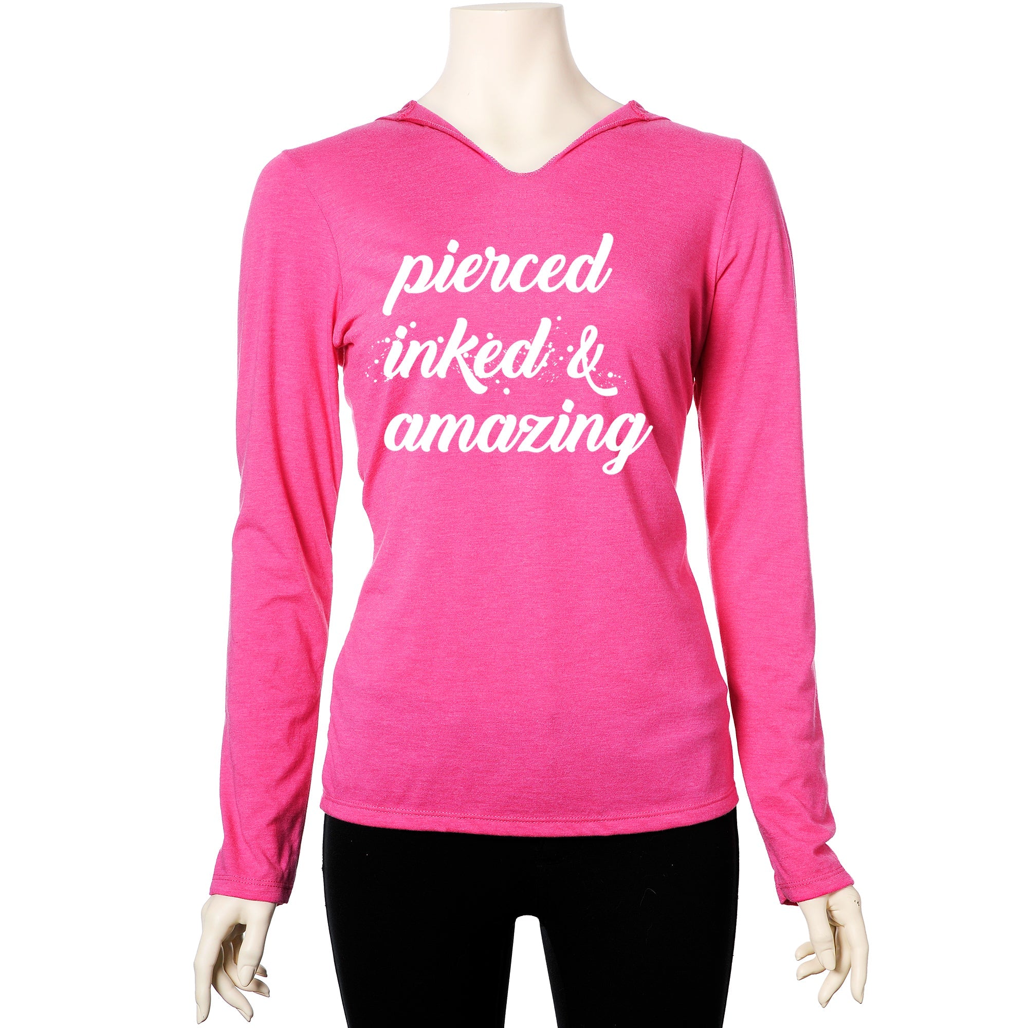 Pierced Inked & Amazing Pink Frost Tapered Long Sleeve Hoodie