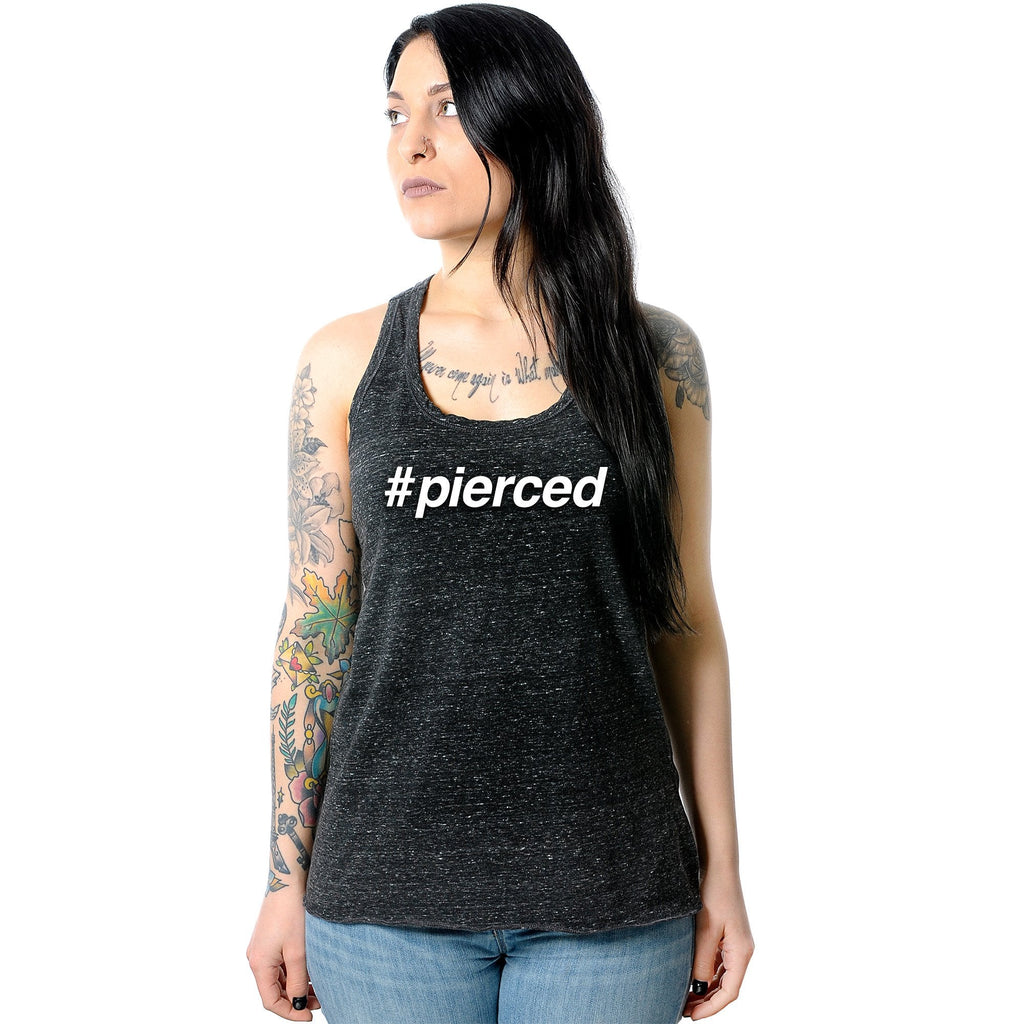 hashtag pierced Black Gray Cosmic Twist Back Tank Top