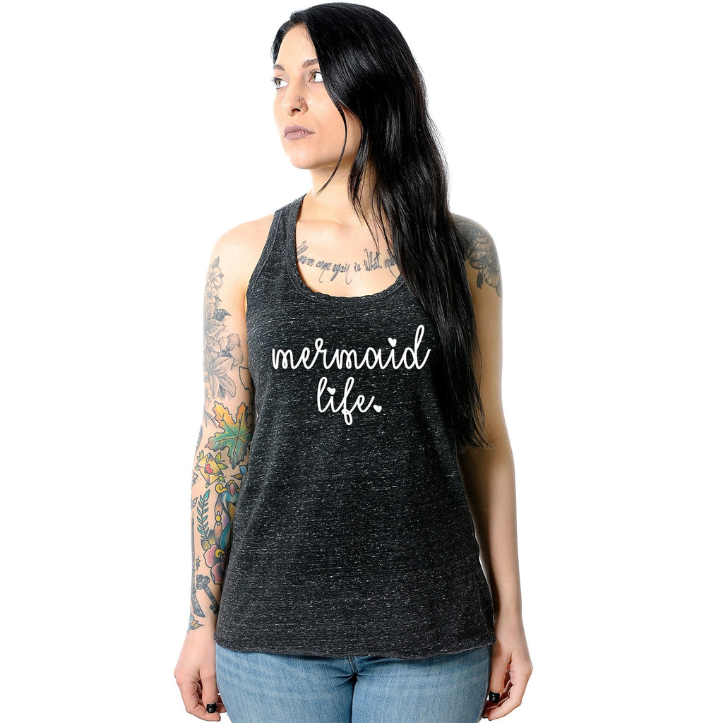 Mermaid Life Black Gray Cosmic Twist Back Tank Top
