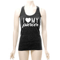 I Heart My Piercer Black Gray Cosmic Twist Back Tank Top