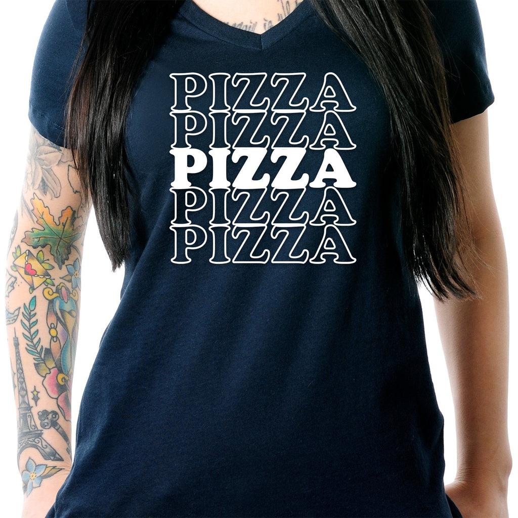 Pizza Pizza Pizza Pizza Pizza Tapered V-Neck Tee Shirt