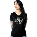 Self Love Club Black Tapered V-Neck Tee Shirt
