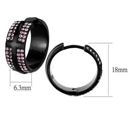 TK2386 IP Black Earrings - Light Amethyst Crystal | Femstylo