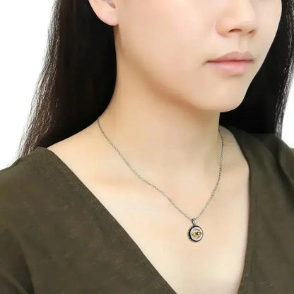TK2527 - Two-Tone IP Gold (Ion Plating) Stainless Steel Chain Pendant