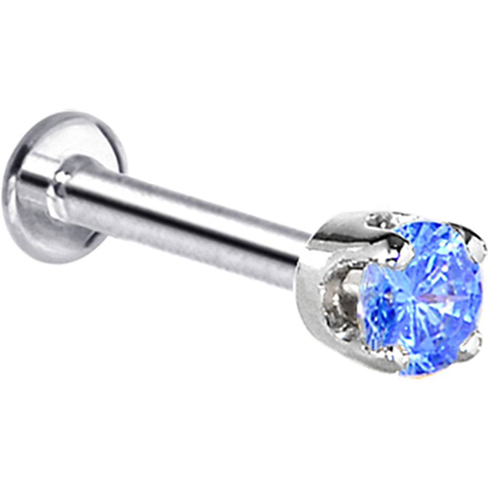 16G Solid 14K White Gold 3mm Arctic Cubic Zirconia Tragus Earring Stud
