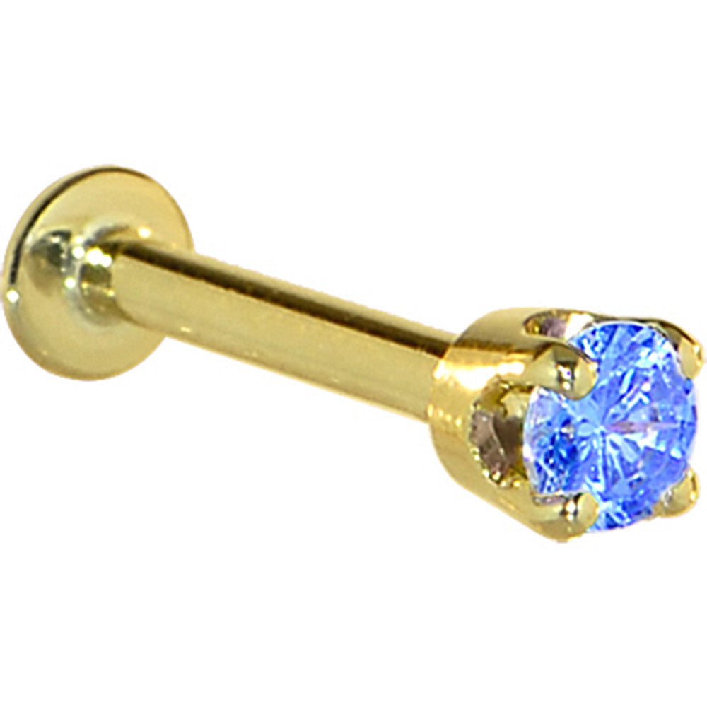 16G Solid 14K Yellow Gold 3mm Arctic Cubic Zirconia Tragus Earring Stud