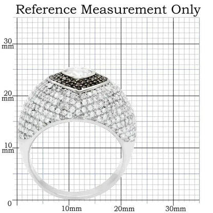 TS022 Rhodium + Ruthenium Sterling Silver Ring – AAA Brown CZ Statement Piece