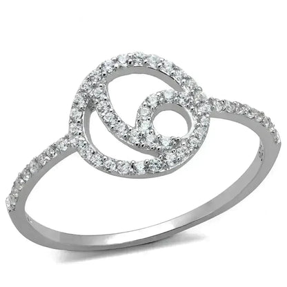 TS519 Rhodium Sterling Silver Ring – AAA Clear CZ Solitaire